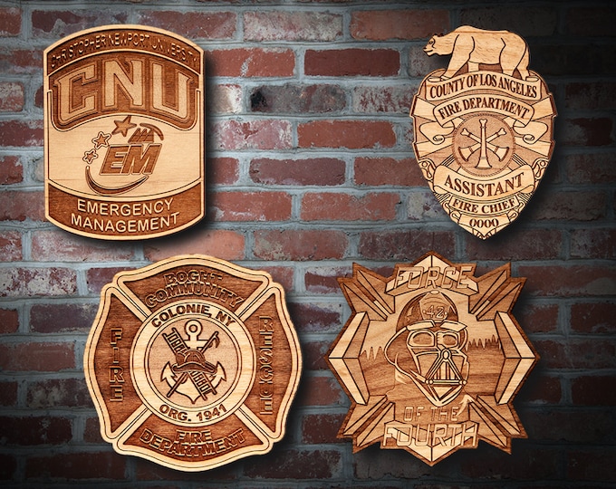 Misc. Wooden EMS FD Badge or Patch Plaque #16