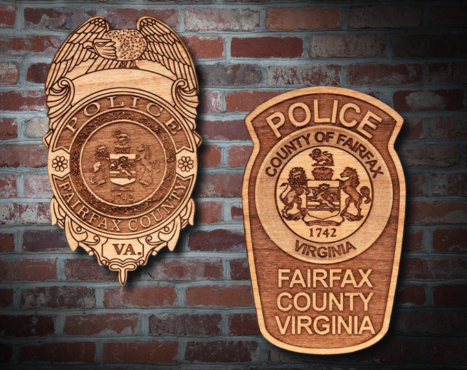 Wooden Fairfax Co VA Police Badge or Patch Plaque