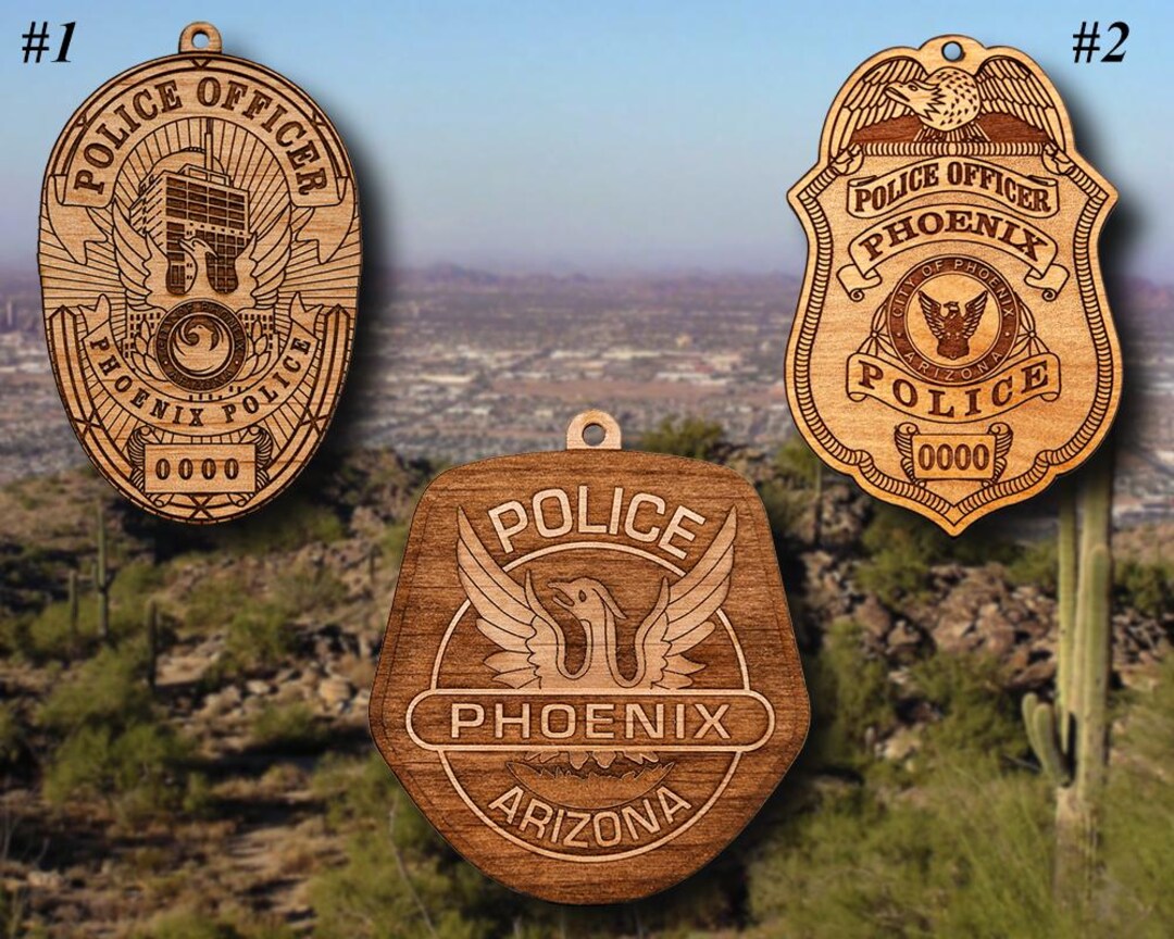 Personalized Wooden Phoenix PD Badge or Shoulder Patch Hanging Ornament ...