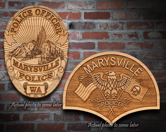 Personalized Wooden Marysville Badge or Patch Plaque