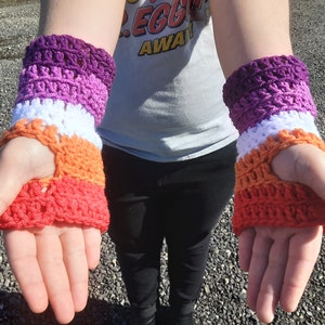 Lesbian Pride Fingerless Gloves image 2