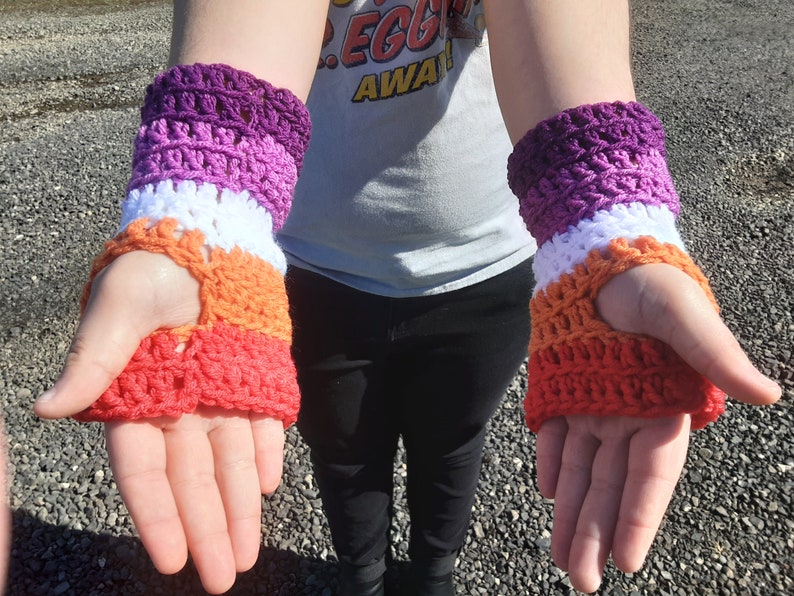 Lesbian Pride Fingerless Gloves image 2