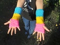 Pansexual Pride Fingerless Gloves