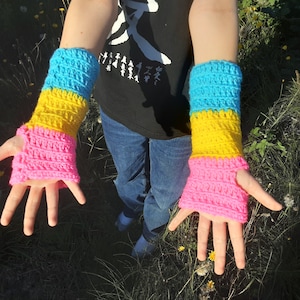 Pansexual Pride Fingerless Gloves