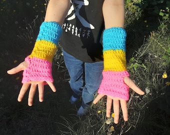 Pansexual Pride Fingerless Gloves