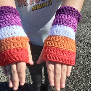 Lesbian Pride Fingerless Gloves image 1