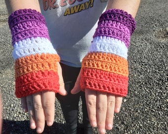 Lesbian Pride Fingerless Gloves