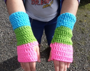 Polysexual Pride Fingerless Gloves