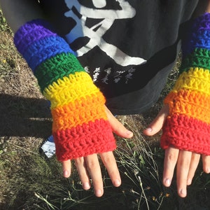Pride Fingerless Gloves-Rainbow