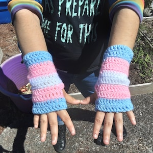 Transgender Pride Fingerless Gloves