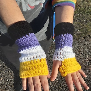 Nonbinary Pride Fingerless Gloves