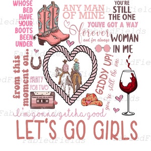 Vintage Let&#39;s Go Girls PNG, Shania Merch Tour PNG, Queen Of Me Png, Retro Raised On Shania Png File, Instant Download