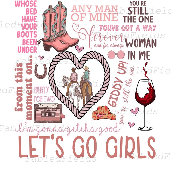 Vintage Let's Go Girls PNG, Shania Merch Tour PNG, Queen Of Me Png, Retro Raised On Shania Png File, Instant Download