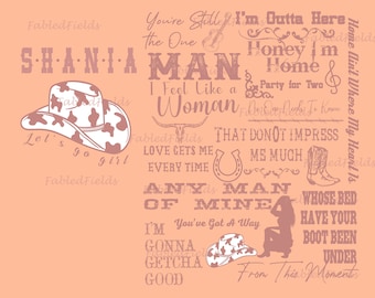 Vintage Shania Tracklist Png, Let'S Go Girls Png, 90S Country Music Png, Western Cowgirl Png, That Don'T Impress Me Much png