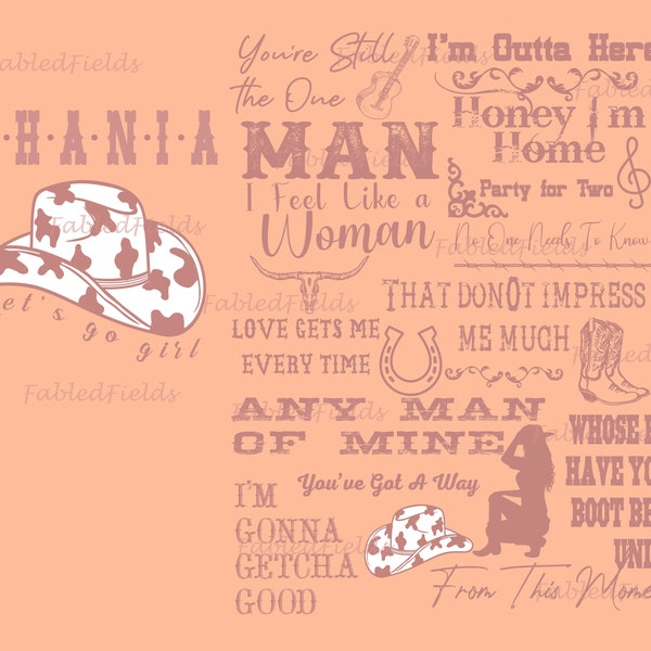 Vintage Shania Tracklist Png, Let'S Go Girls Png, 90S Country Music Png, Western Cowgirl Png, That Don'T Impress Me Much png