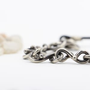 necklace, sterling silver, organic, boho, sterling silver with leather, handmade, artisan made, unisex, forged, textured metal