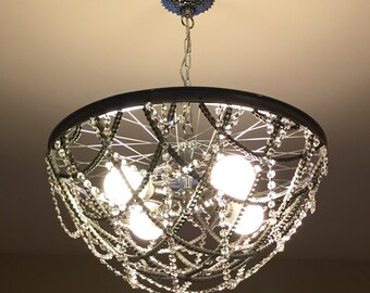 Crystal & Chain Bicycle Chandelier