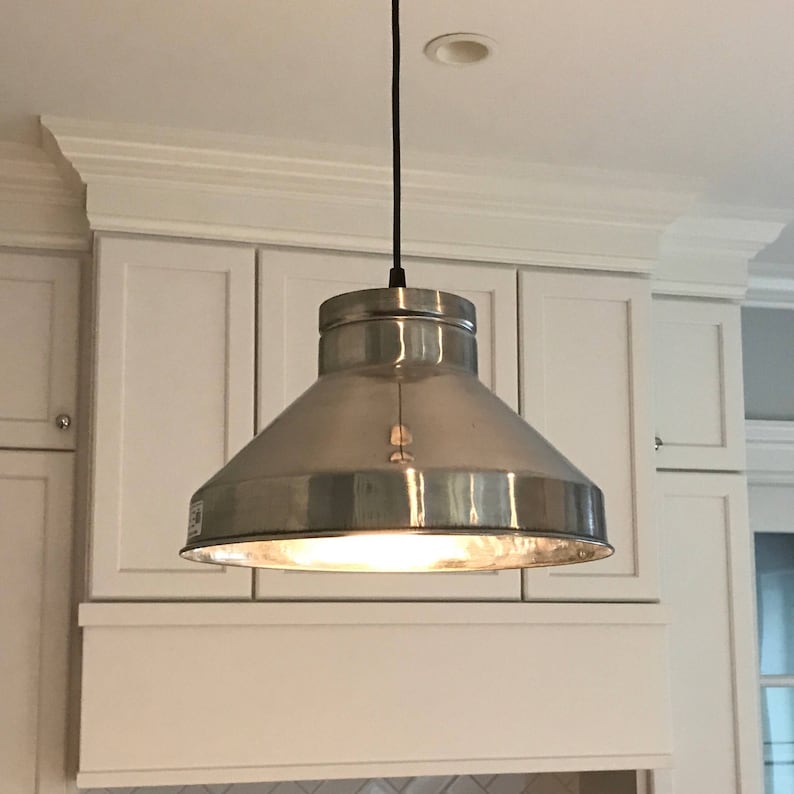 Industrial / Farmhouse Pendant Light stainless Steel Etsy
