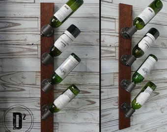 Modern Industrial Wine Rack - Black Iron Pipe Wine Rack