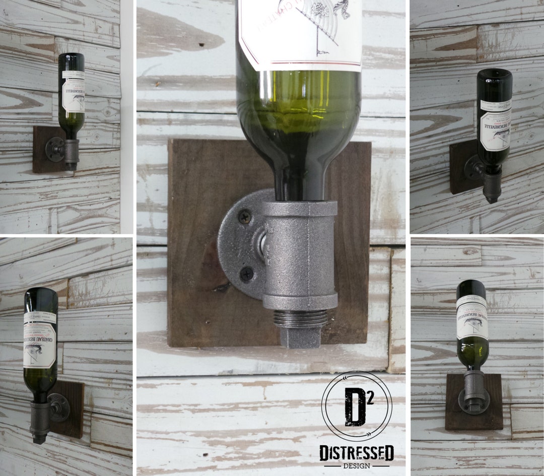 Iron Pipe Wine Holder Etsy