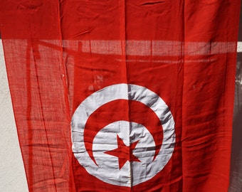 Antique Ship Flag Country of Tunisia
