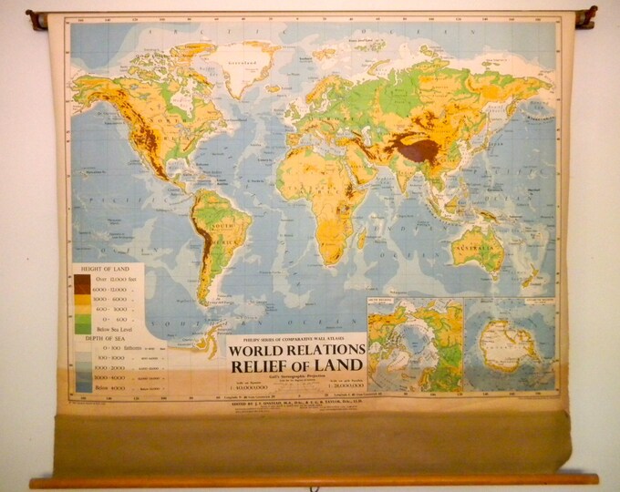 Classroom Pull Down Large World Map - Etsy