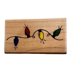 1999 Stampabilities Christmas Lights Rubber Stamp – Holiday String Bulbs FR1003