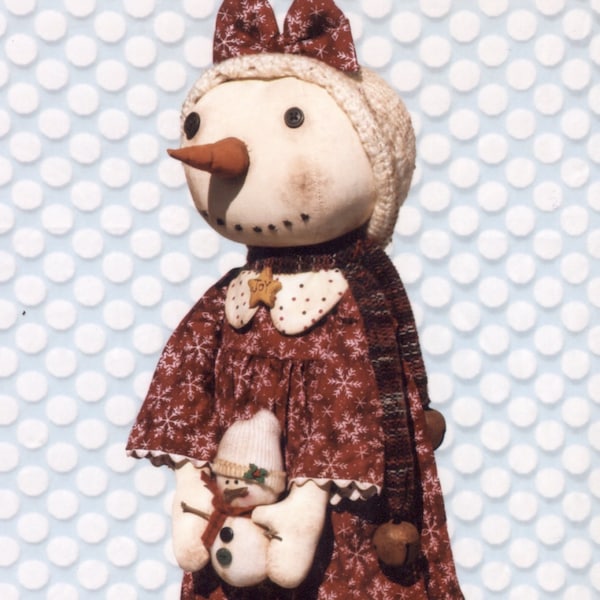 Primitive PATTERN Standing Snow Girl and Her Little Sock Snowman