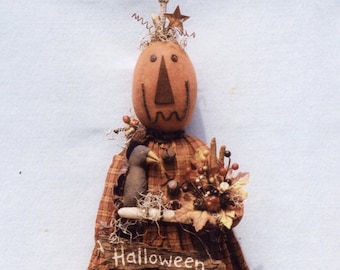 Primitive PATTERN Halloween Pumpkin Girl