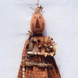 Primitive PATTERN Halloween Pumpkin Girl