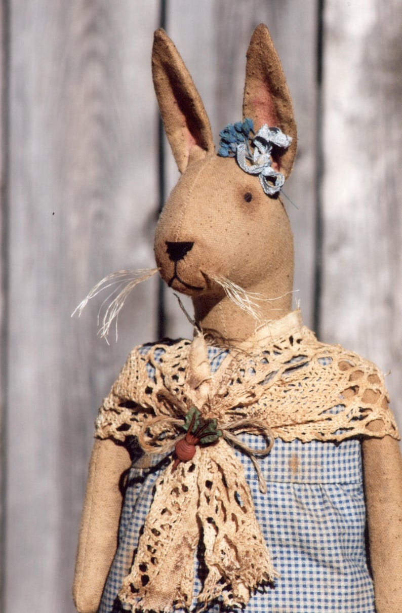 Primitive PATTERN Folk Art Bunny Rabbits image 7