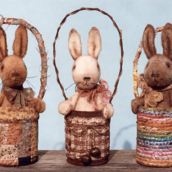 Primitive PATTERN Dirty Bunnies and Baskets