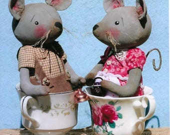 Tazas de té con ratones de la casa de campo EPattern