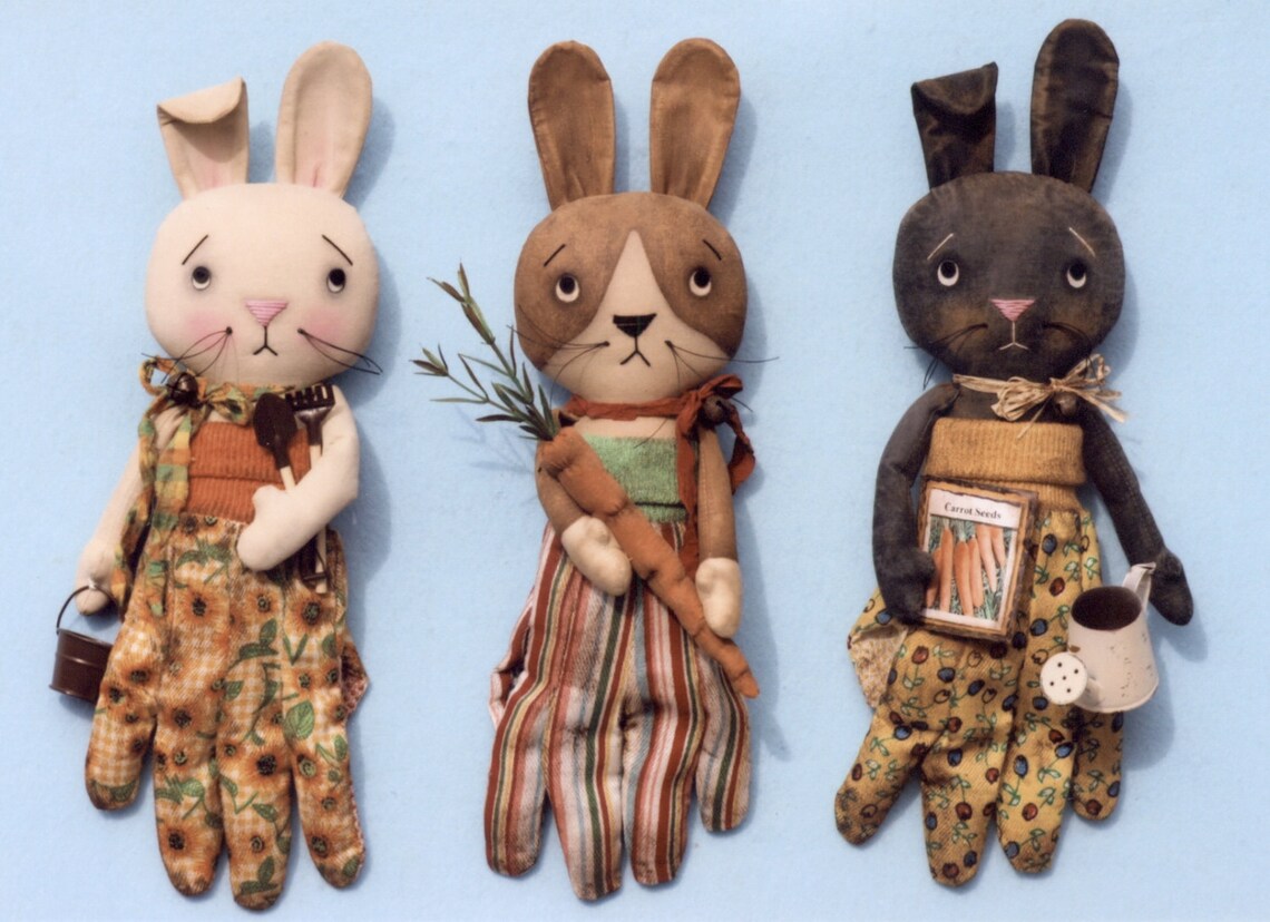 A Primitive PATTERN Garden Glove Bunnies Etsy