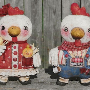 Primitive PATTERN Hettie Hen and Roy Rooster