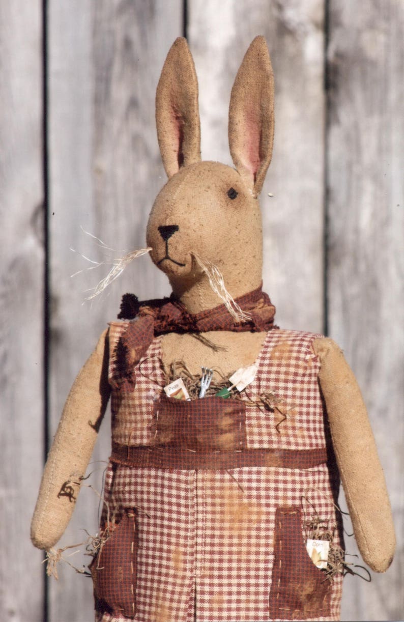 Primitive PATTERN Folk Art Bunny Rabbits image 9