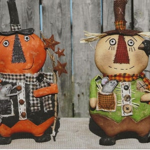 Primitive PATTERN Seasonal Men: Pumpkin Man and Scarecrow
