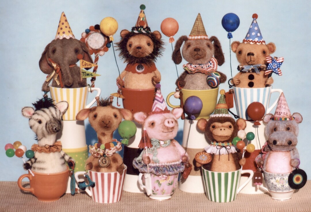 Primitive Mailed Paper PATTERN Circus Critter Cups - Etsy