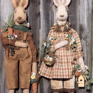 Primitive E-PATTERN Prim Bunnies Welcome Spring image 5