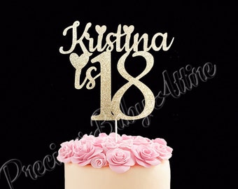 18th Birthday Cake Topper, Glitter Cake Topper