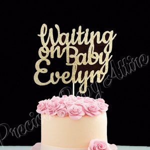 Wachten op babytaarttopper, babyshowertaarttopper
