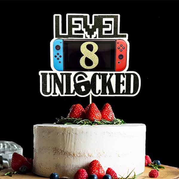 Level 8 Cake Topper, Video Game Cake Topper