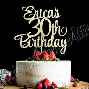 30th Birthday Cake Topper, Glitter Cake Topper, custom cake topper