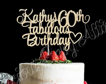 Topper de pastel de cumpleaños fabuloso 60, topper de pastel de cumpleaños fabuloso personalizado