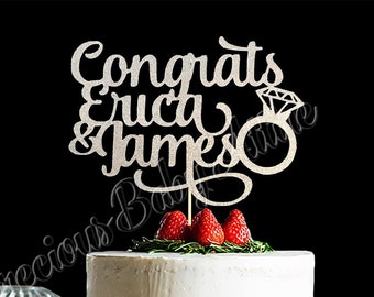 Engagement Cake Topper, Congratulations Engagement cake Topper