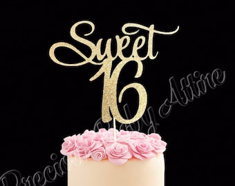 Sweet 16 Cake Topper , 16th Birthday Cake Topper