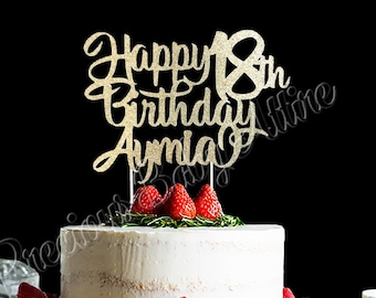 18th Birthday Cake Topper,  Custom Birthday Cake Topper
