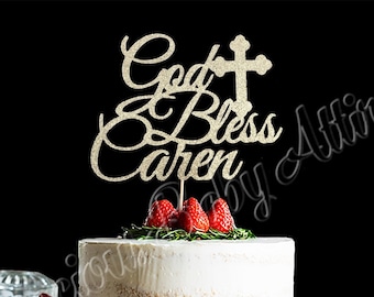 God Bless Cake Topper, Custom God Bless Cake topper