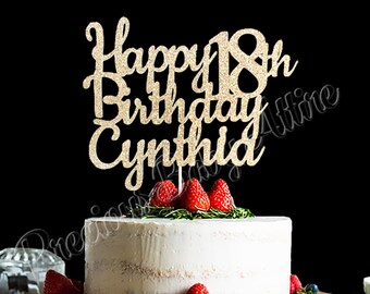 18th Birthday Cake Topper, Happy 18th Birthday Cake Topper