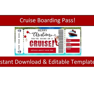 Boleto de crucero personalizable, Boleto de crucero de Navidad, ¡Obtendrás un crucero!
